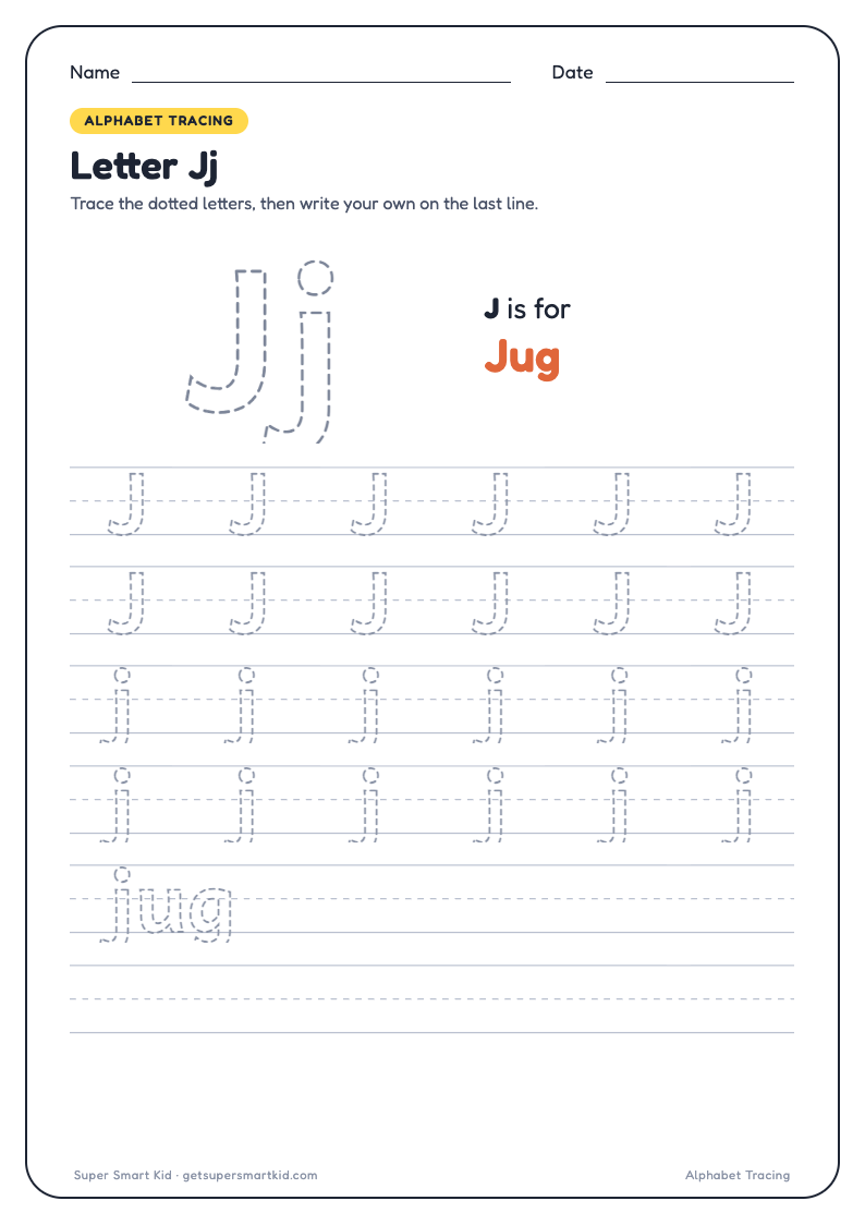 Alphabet Tracing Worksheets A to Z, page 10 of 26