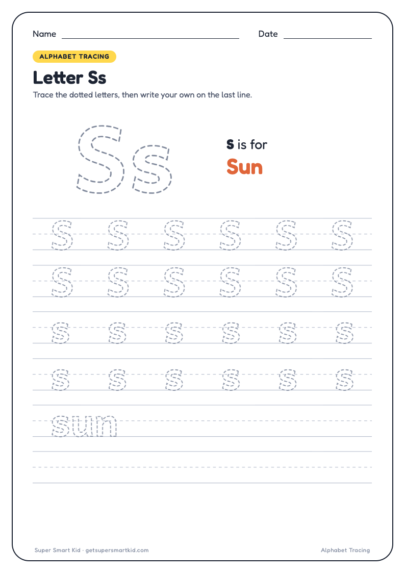 Alphabet Tracing Worksheets A to Z, page 19 of 26