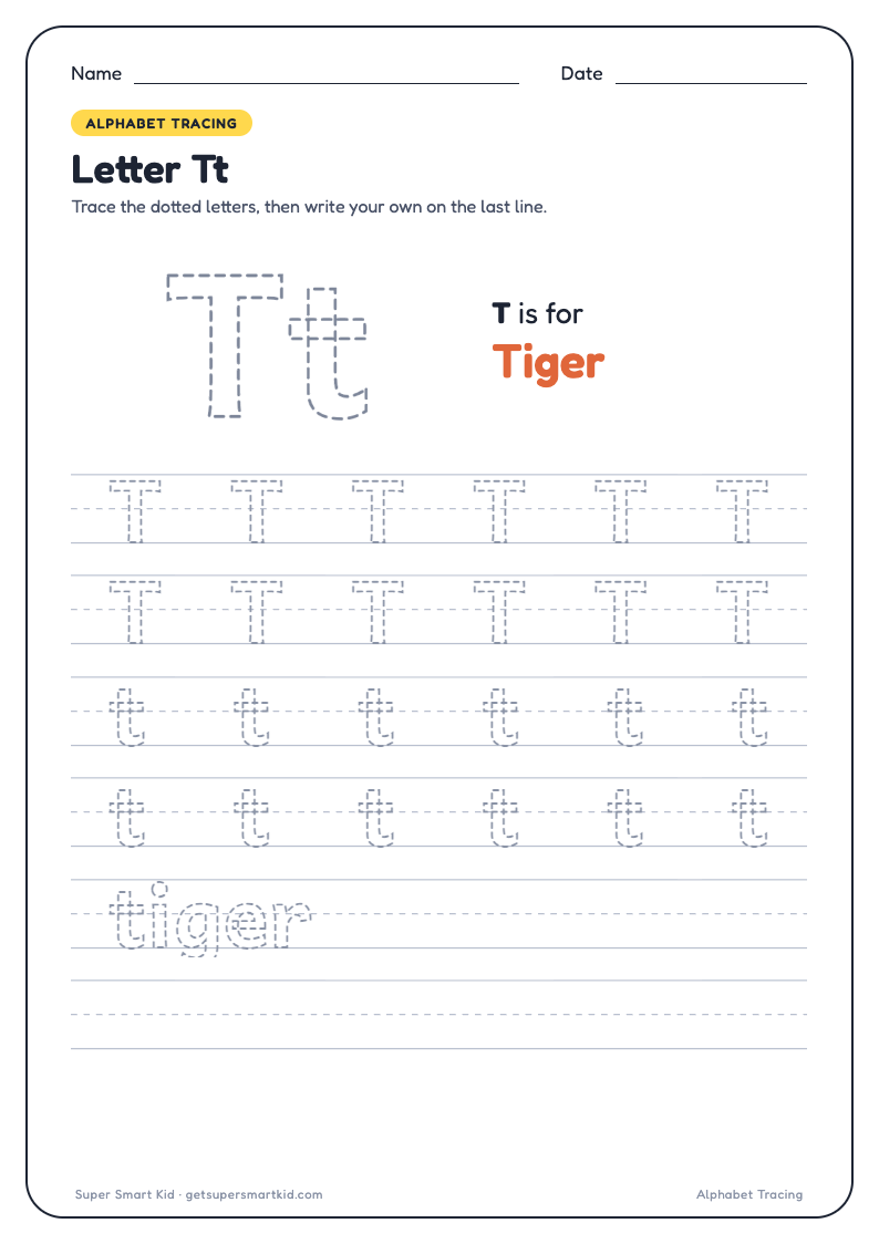Alphabet Tracing Worksheets A to Z, page 20 of 26