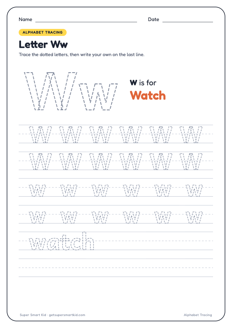 Alphabet Tracing Worksheets A to Z, page 23 of 26