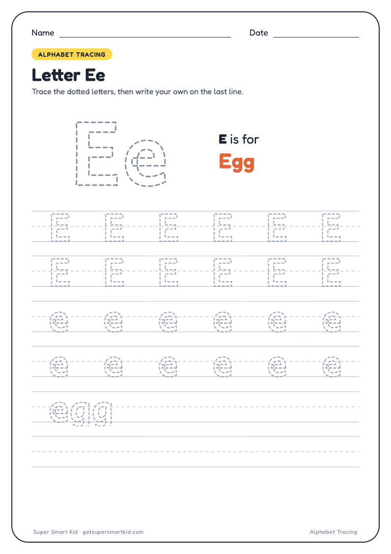 Alphabet Tracing Worksheets A to Z, page 5 of 26