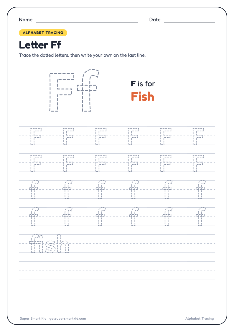 Alphabet Tracing Worksheets A to Z, page 6 of 26