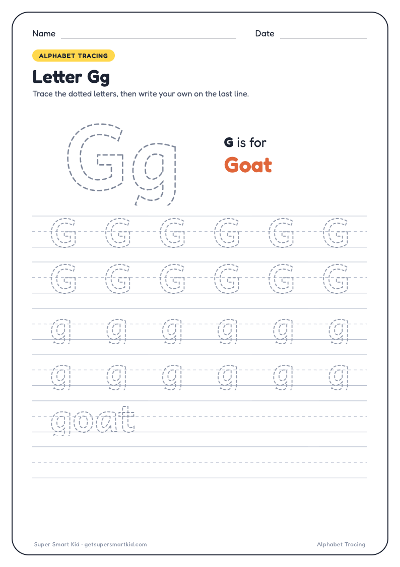 Alphabet Tracing Worksheets A to Z, page 7 of 26