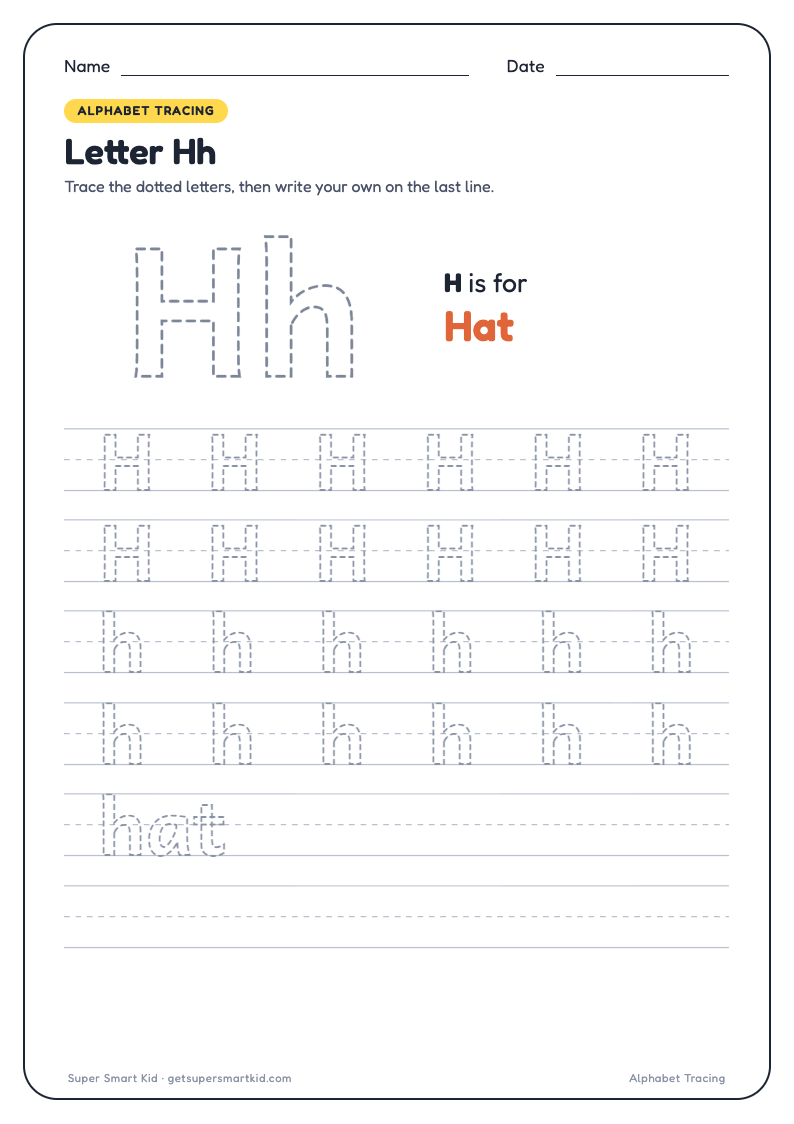 Alphabet Tracing Worksheets A to Z, page 8 of 26
