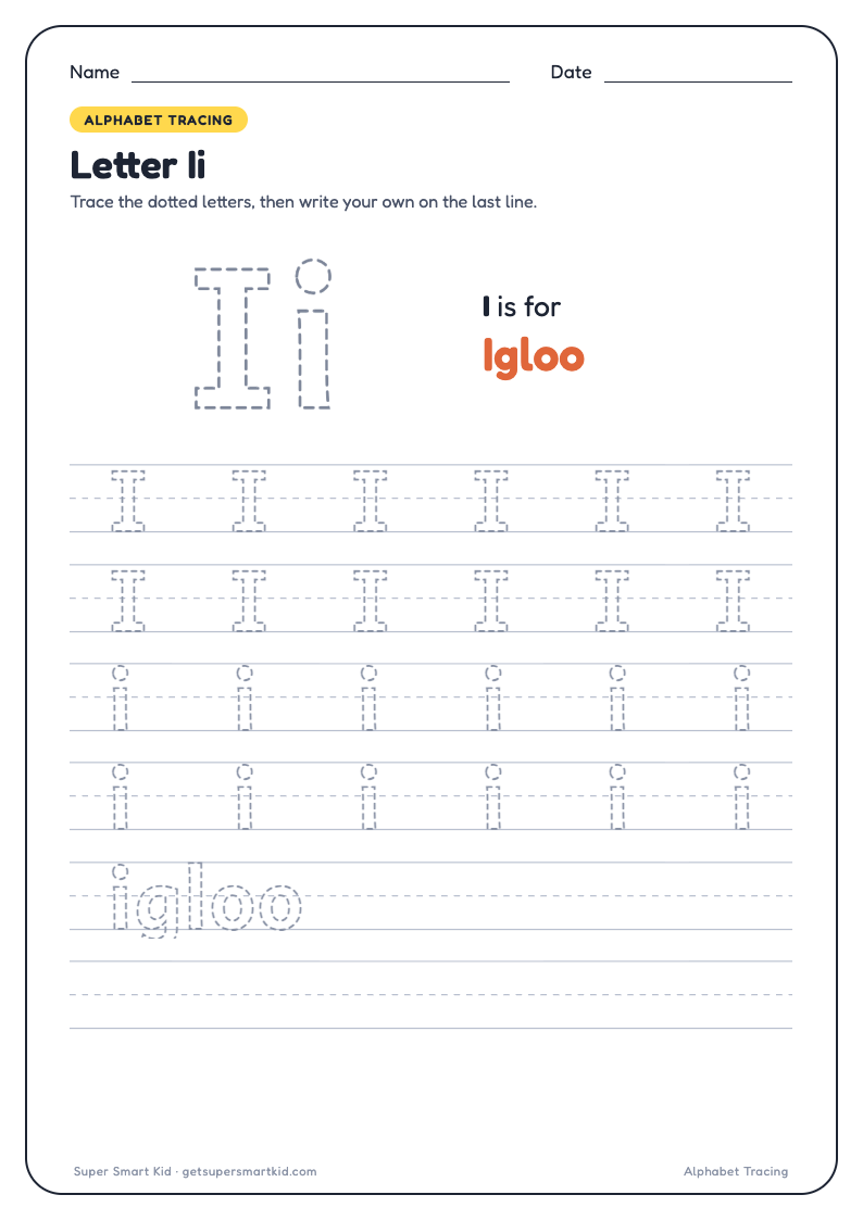 Alphabet Tracing Worksheets A to Z, page 9 of 26