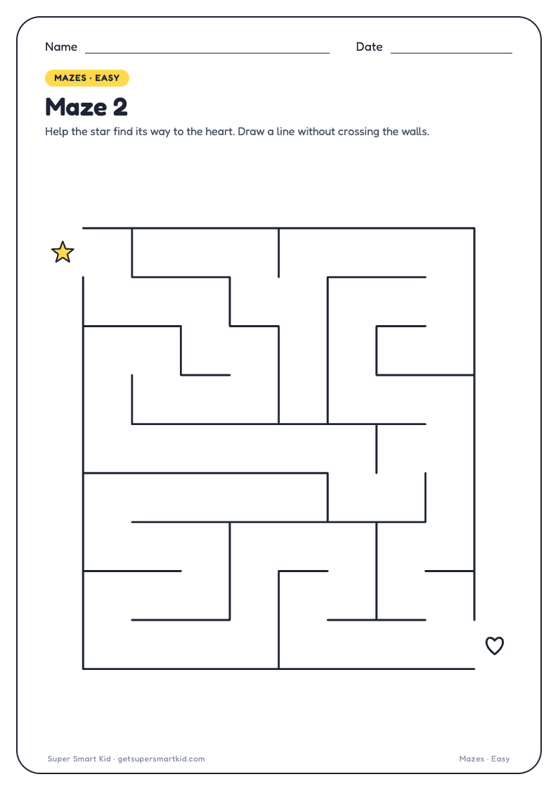 Maze Worksheets for Kids, page 2 of 9