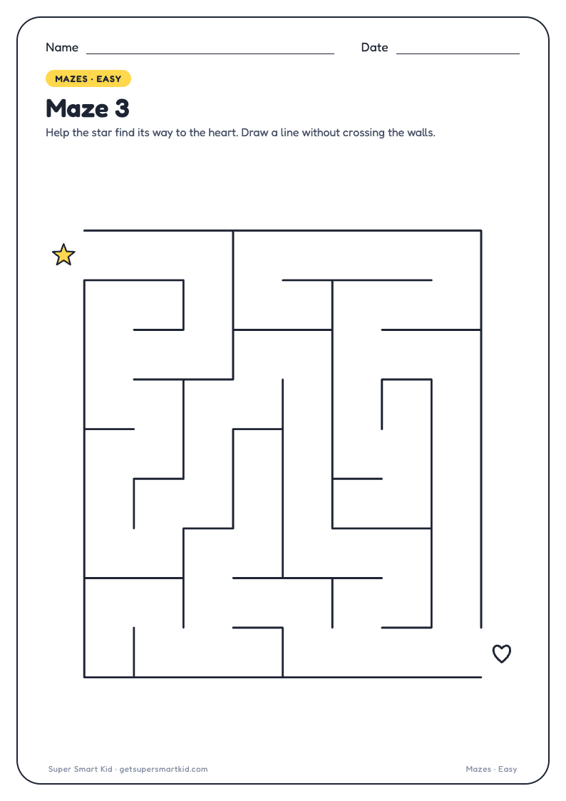 Maze Worksheets for Kids, page 3 of 9