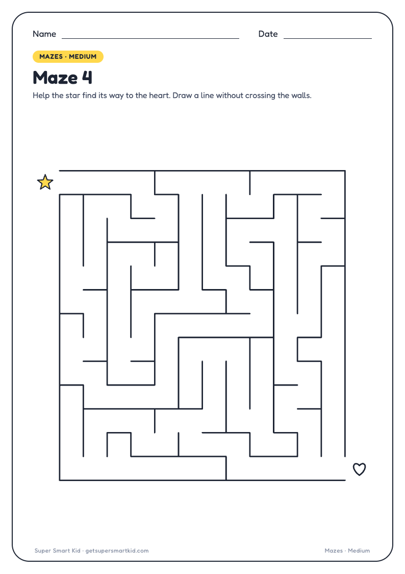 Maze Worksheets for Kids, page 4 of 9