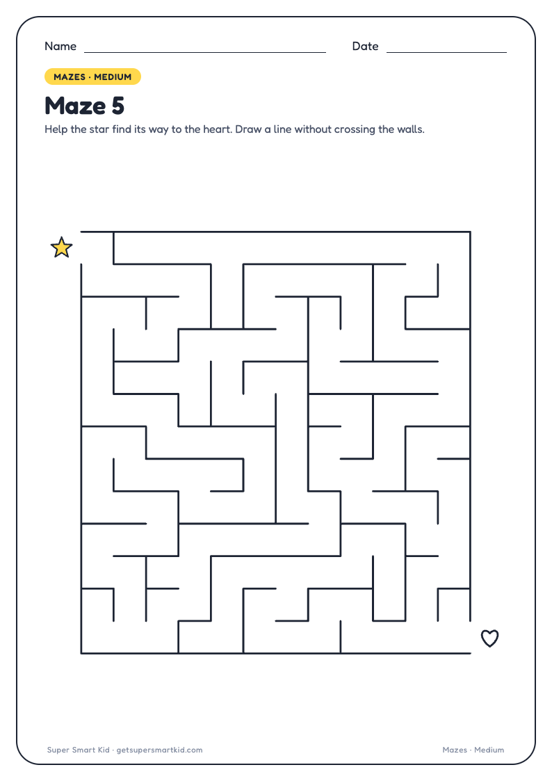 Maze Worksheets for Kids, page 5 of 9