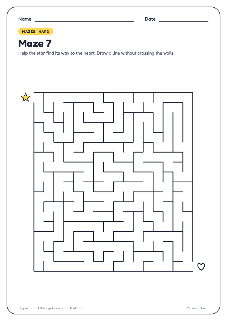Maze Worksheets for Kids, page 7 of 9