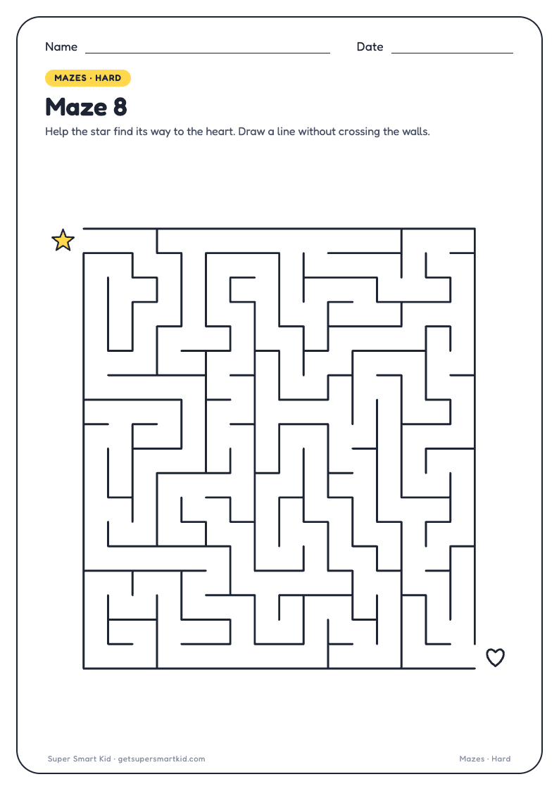 Maze Worksheets for Kids, page 8 of 9