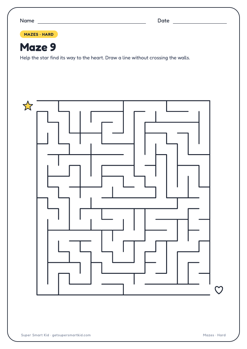 Maze Worksheets for Kids, page 9 of 9