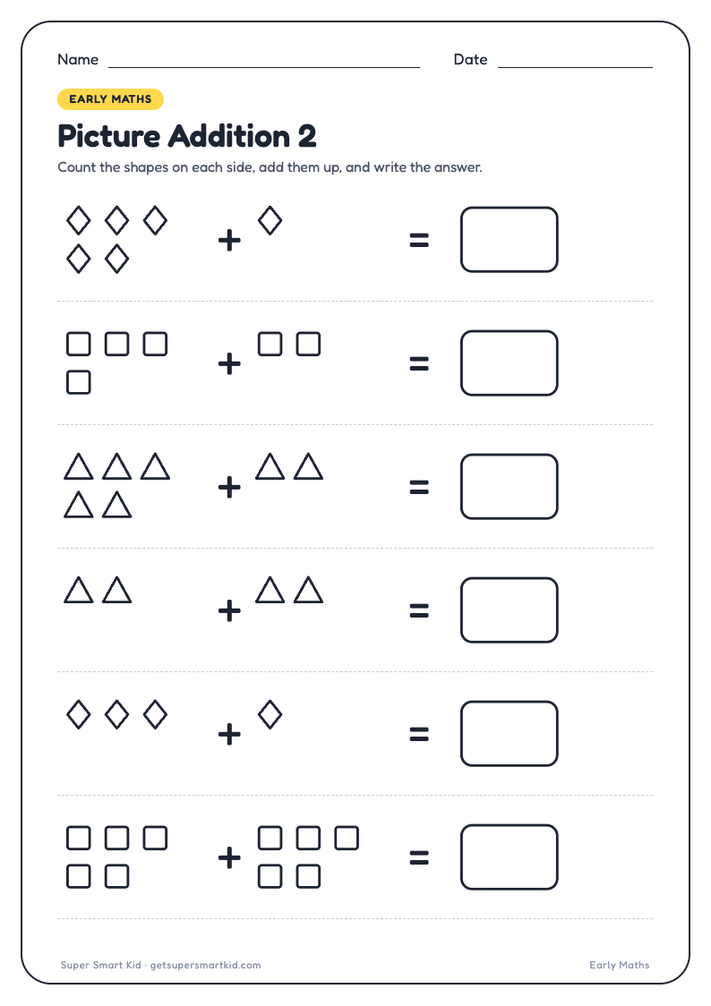 Picture Addition Worksheets for UKG, page 2 of 8
