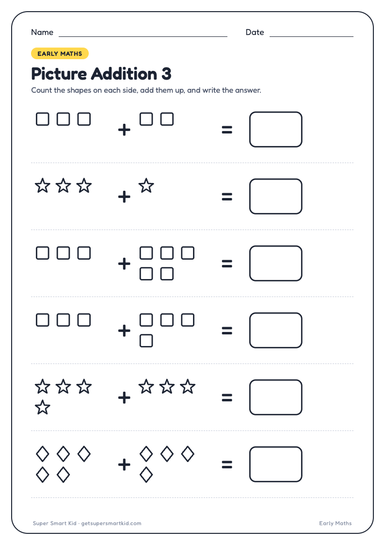 Picture Addition Worksheets for UKG, page 3 of 8