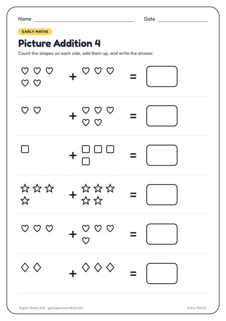 Picture Addition Worksheets for UKG, page 4 of 8