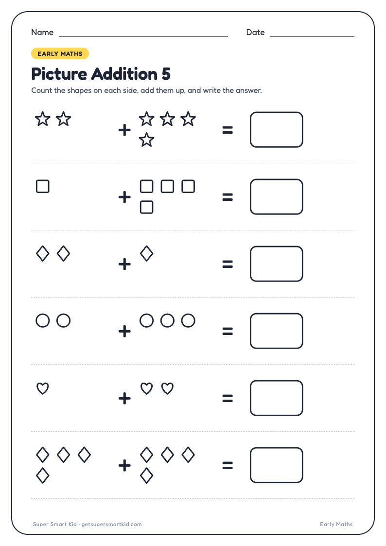 Picture Addition Worksheets for UKG, page 5 of 8