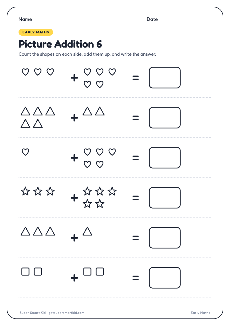 Picture Addition Worksheets for UKG, page 6 of 8