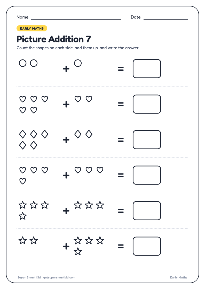 Picture Addition Worksheets for UKG, page 7 of 8