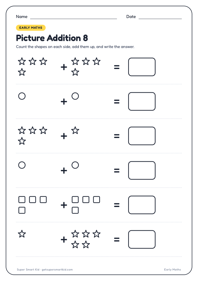 Picture Addition Worksheets for UKG, page 8 of 8
