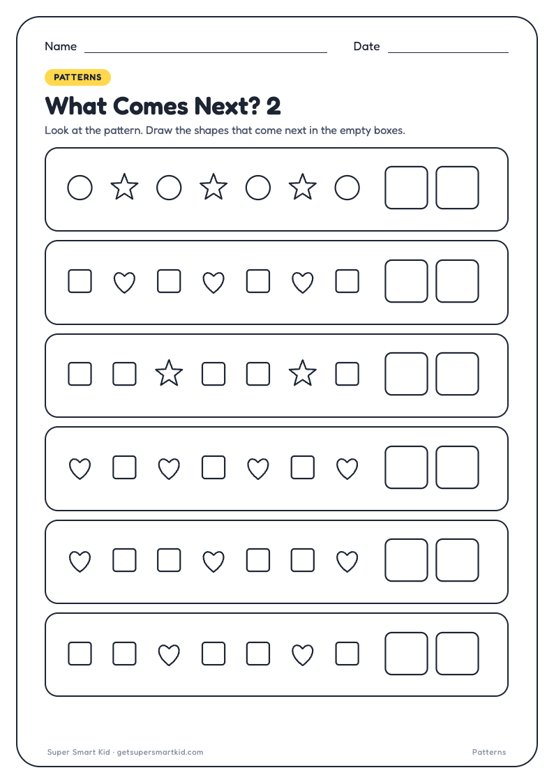 What Comes Next Worksheets for LKG, page 2 of 8