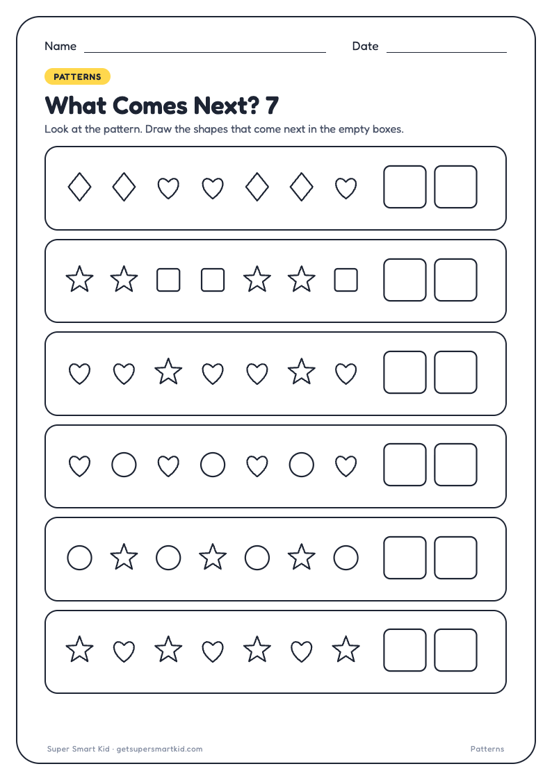 What Comes Next Worksheets for LKG, page 7 of 8