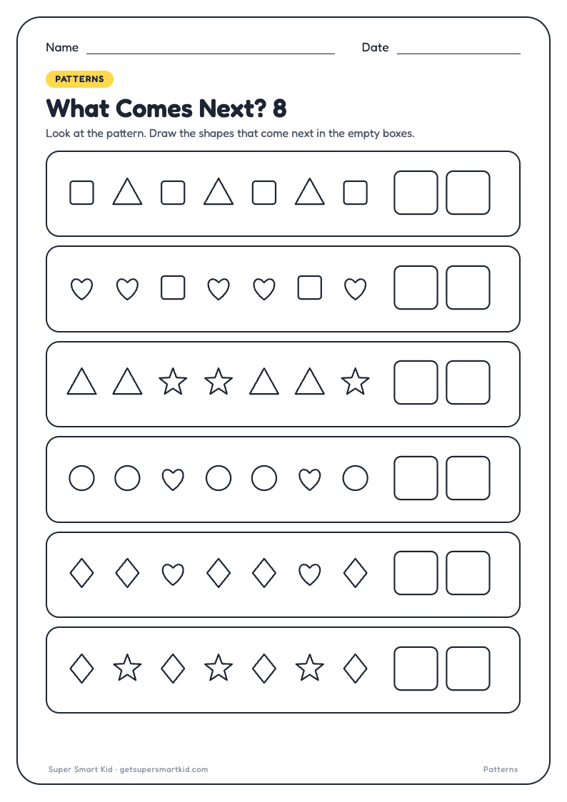 What Comes Next Worksheets for LKG, page 8 of 8