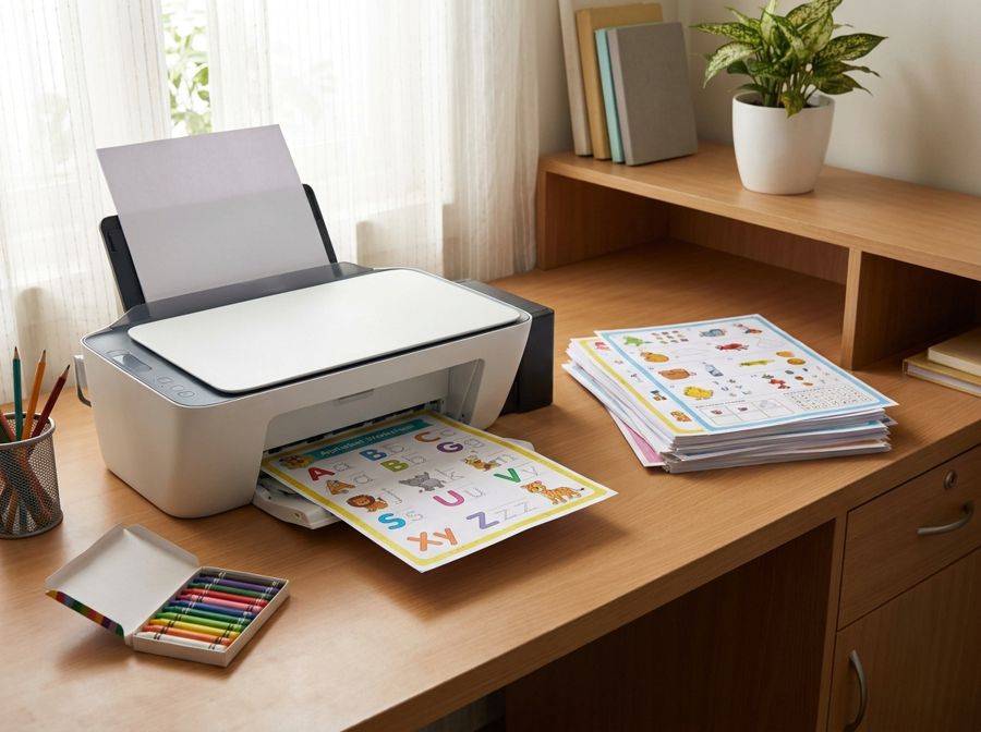 Printer printing kids worksheets